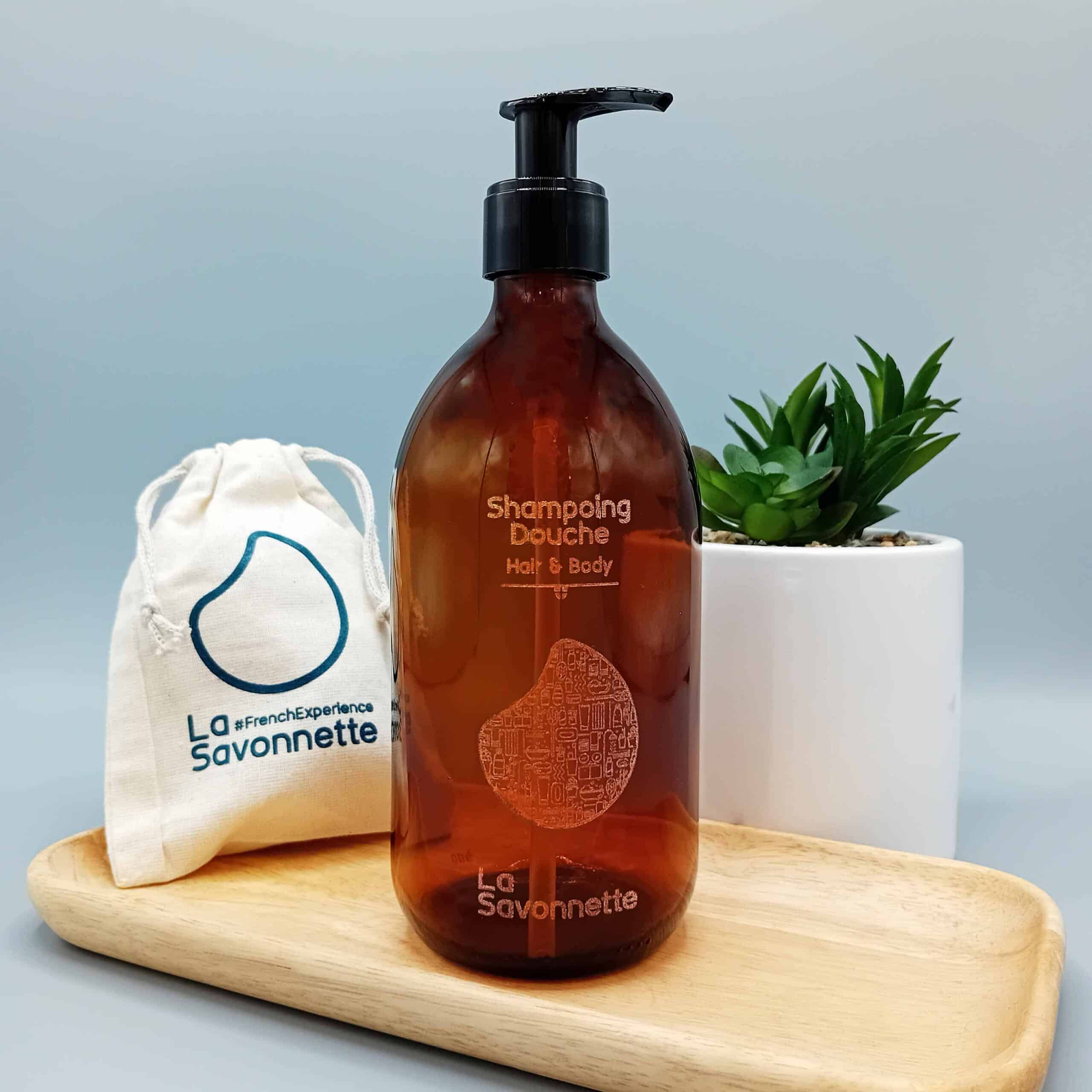 Flacon Verre "Shampoing Douche"