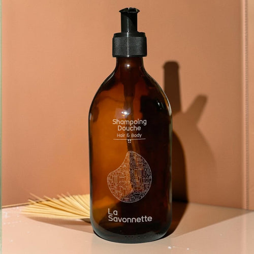 Flacon Verre "Shampoing Douche"