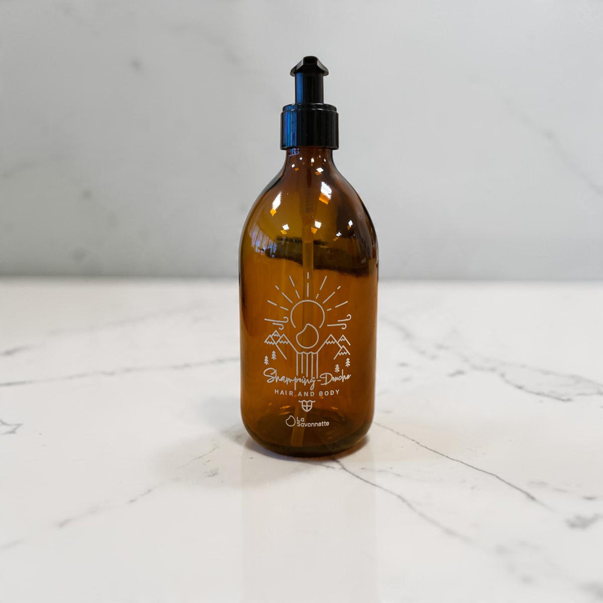 Flacon PET - Shampoing/Douche - Montagne - Sérigraphie 3D - 500 ml