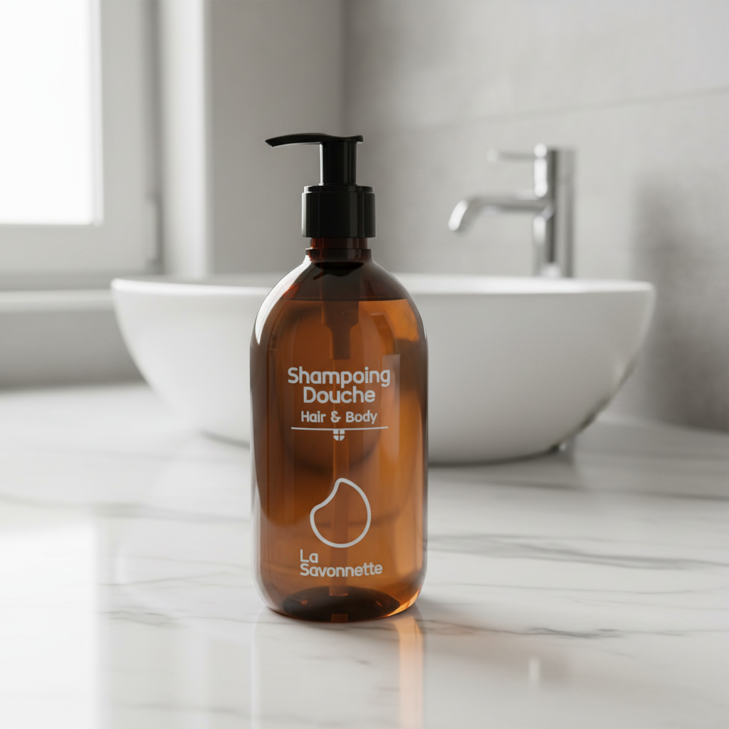 Flacon PET Shampoing Douche- Serigraphie 3D - 500 ml