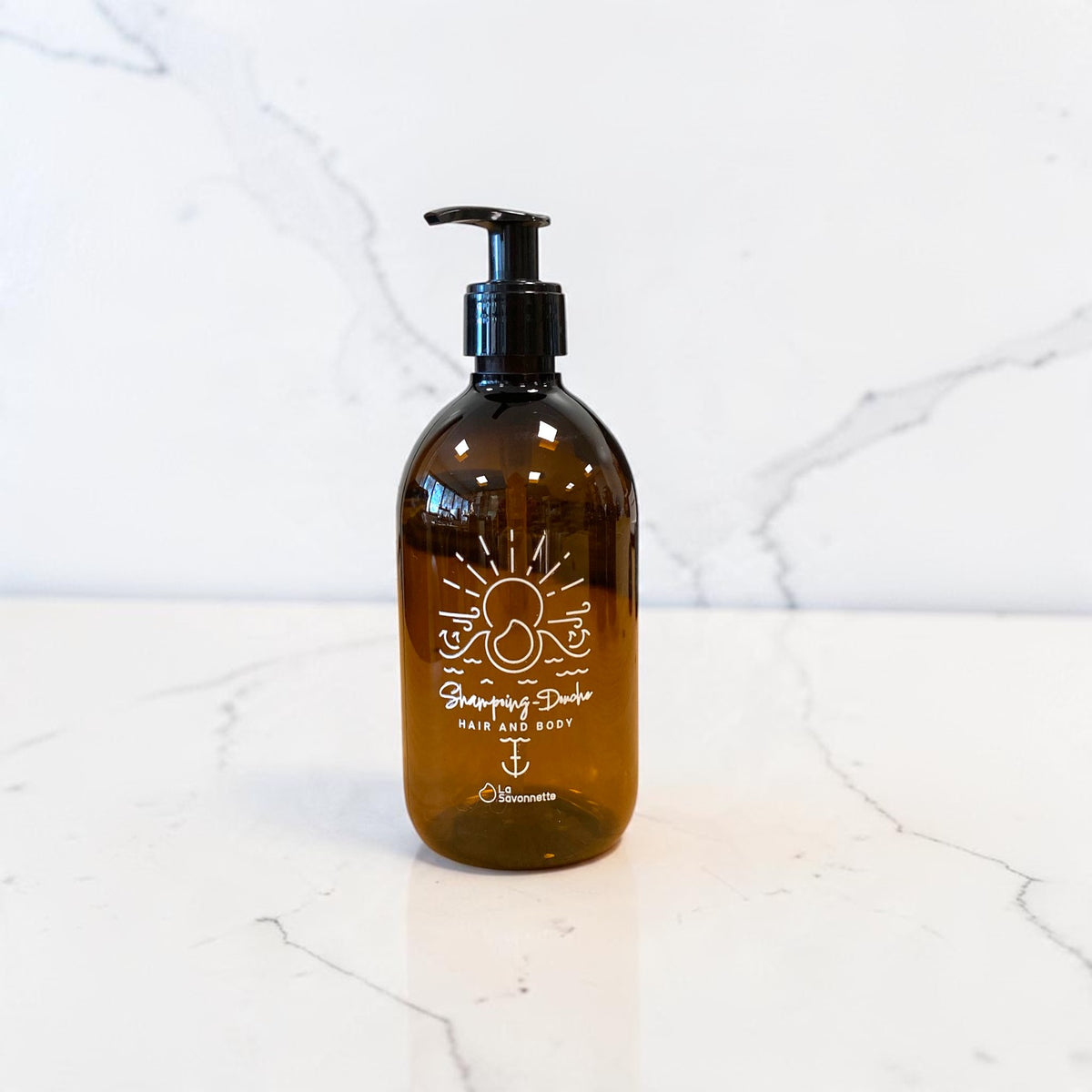 Flacon PET - Shampoing/Douche - Mer - Sérigraphie 3D - 500 ml