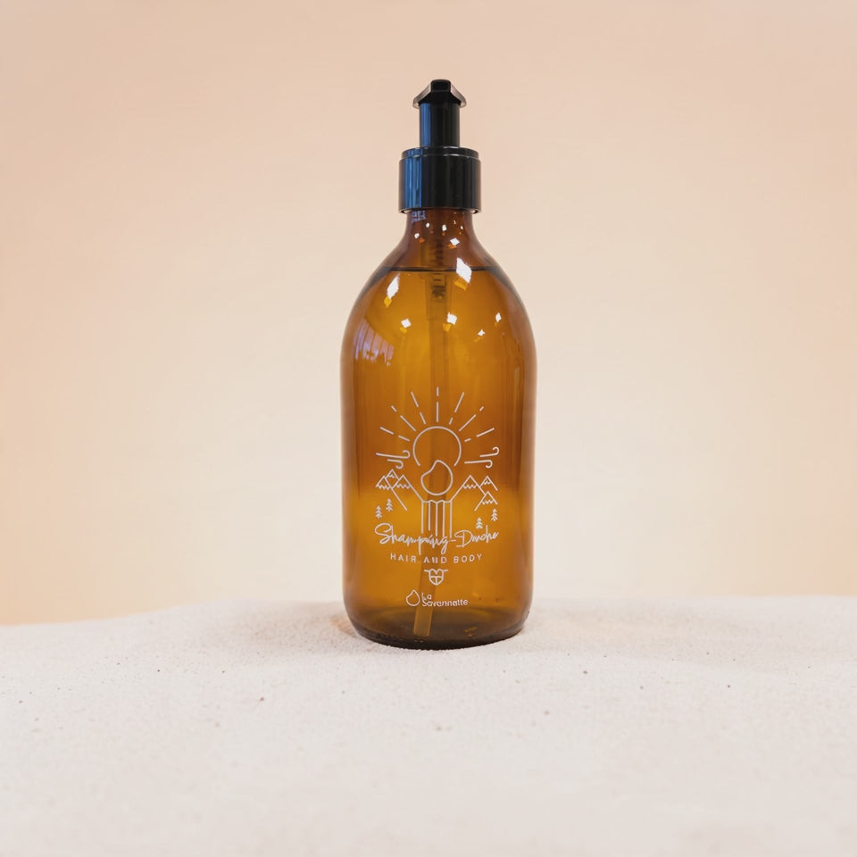 Load video: Flacon PET - Shampoing/Douche - Montagne - Sérigraphie 3D - 500 ml