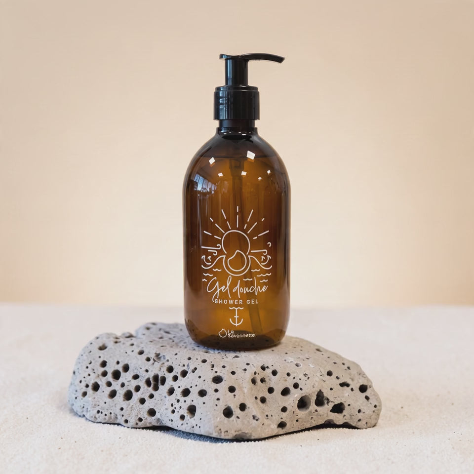 Charger la vidéo : Flacon PET "Gel Douche Mer "- Sérigraphie 3D - 500ml