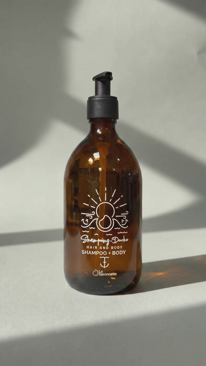 Charger la vidéo : Flacon Verre "Shampoing Douche Mer "